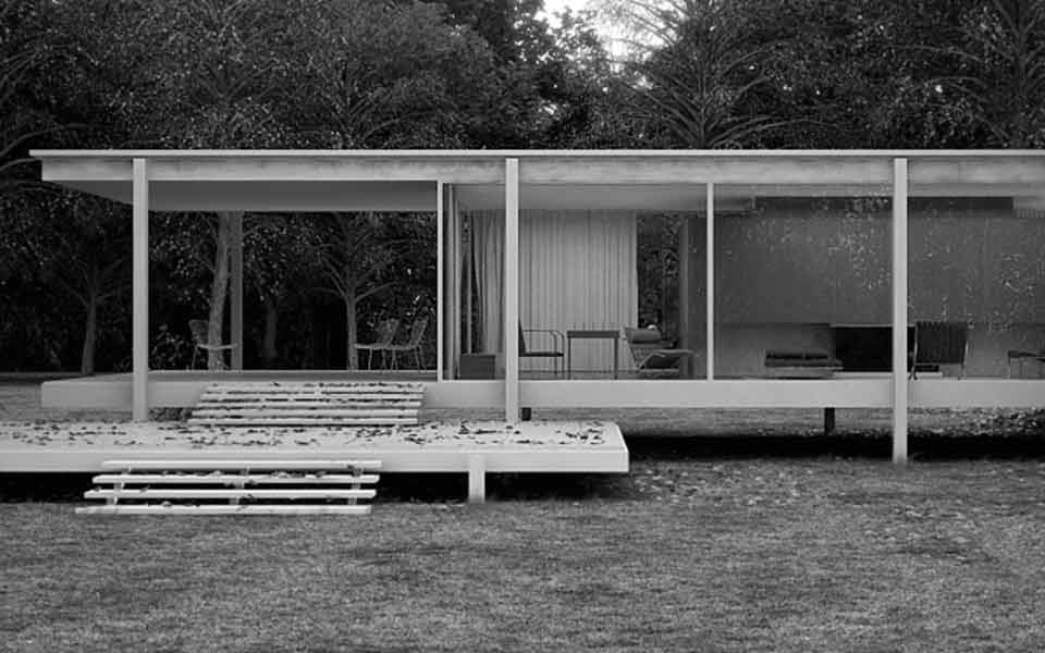 Farnsworth House by Ludwig Mies van der Rohe.