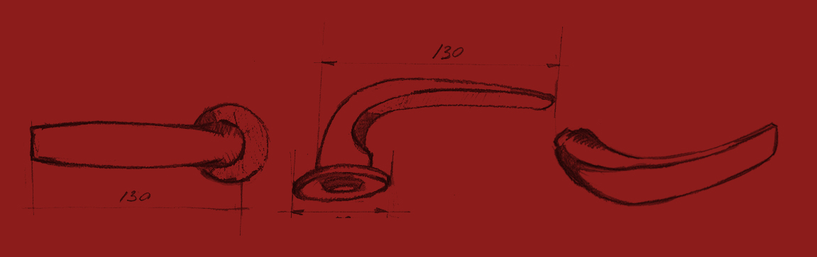 Drawings of the Mies Farnsworth door handle.
