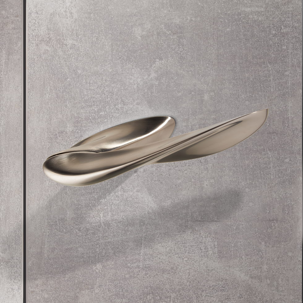 Nexxa door handle by Zaha Hadid and by izé in satin nickel finish.